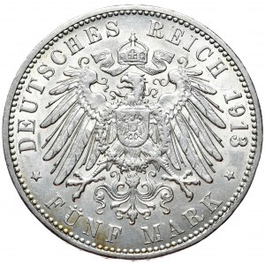 Niemcy, Badenia, 5 marek 1913 G, Karlsruhe