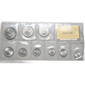 PRL, set menniczy (zgrzewka) monety aluminiowe od 1 grosza do 5 złotych 1949-1974