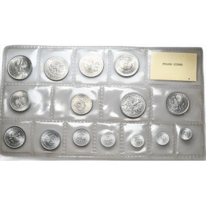 PRL, set menniczy (zgrzewka) monety aluminiowe i miedzioniklowe od 1 grosza do 20 złotych 1949-1975