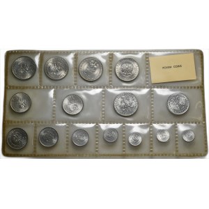 PRL, set menniczy (zgrzewka) monety aluminiowe i miedzioniklowe od 1 grosza do 20 złotych 1949-1975