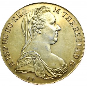 Austria, Maria Teresa, talar 1780r., nowe bicie, złocona