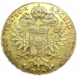 Austria, Maria Teresa, talar 1780r., nowe bicie, złocona