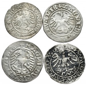 Zestaw 4 półgroszy koronnych i litewskich Aleksandra, Zygmunta Starego i Zygmunta Augusta