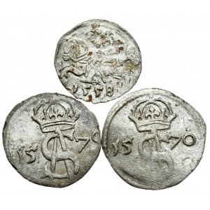 Zestaw 3 szt. denar 1558 i 2 dwudenary wileńskie 1570