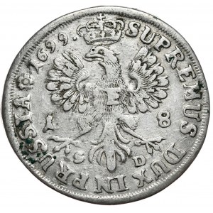 Prusy (księstwo), Fryderyk III, ort 1699 SD, pięć nitów na naramienniku.