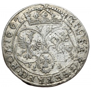 Jan II Kazimierz, szóstak 1667 TLB, Bydgoszcz, kropki wokół korony na rewersie