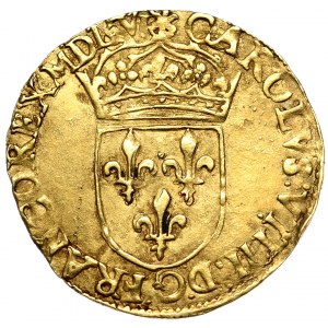 Francja, Karol IX (brat Henryka Walezego), Ecu d'or (dukat) 1566