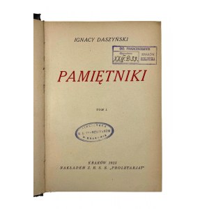 Ignacy Daszyński, Pamiętniki Tom I i II