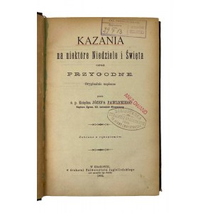 Józef Pawlicki, Kazania na niektóre Niedziele i Święta oraz Przygodne