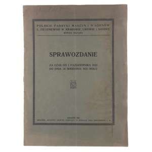 Zpráva od 1. října 1922 do 30. září 1923