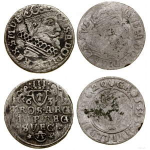Polska, zestaw: trojak i grosz, 1632 i 1629, Elbląg
