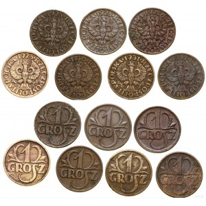 Poľsko, sada: 7 x 1 cent, 1923-1932, Varšava