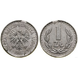 Polen, 1 Zloty - Münze destrukt, 1986, Warschau