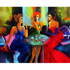 Tadeusz Machowski, Ladies at cafe, 2022