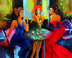 Tadeusz Machowski, Ladies at cafe, 2022