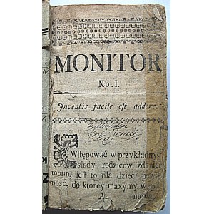 MONITOR. W-wa 1765. Numery I - LXXVIII. W Drukarni Mitzlerowskiey. Format 9/14 cm. s. 612. Opr. introlig...