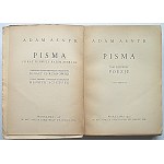 ASNYK ADAM. Pisma po raz pierwszy razem zebrane. Poezje. Tom I - II. W-wa 1938. Sp. Akc...