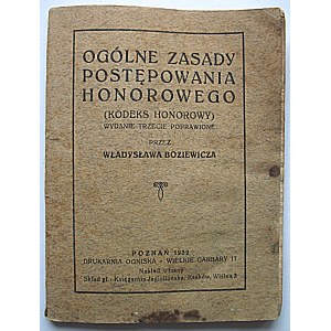 BOZIEWICZ WŁADYSŁAW. general rules of honorable conduct. (Code of Honor). Third edition revised...