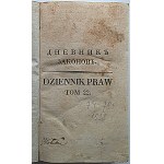 DZIENNIK PRAW. Tom 22. Nr. 74, 75, 76, 77, 78. [W-wa 1838]. Format 11/18 cm. Opr. wyd. płsk., z epoki...
