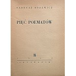 RÓŻEWICZ TADEUSZ. Pięć poematów. W-wa 1950. Wyd. „Czytelnik”. Druk. Nr 3 w Krakowie. Format 13/18 cm. s. 67...