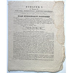 ANLAGE I zu Nummer 2 des Amtsblattes des Gouvernements Radom. Radom, 26. Dezember (7. Januar 1859/60....