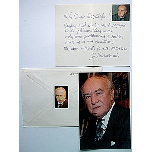 MICHNIKOWSKI WIESŁAW. Umschlag mit handschriftlichem Brief des Schauspielers. Anbei ein Farbfoto mit handschriftlicher Widmung....