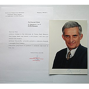 BUZEK JERZY. Brief mit dem Briefkopf der Kanzlei des Ministerpräsidenten, datiert 31.08. 1999....