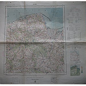GDAŃSK. Mapy Polski 1 : 500 000. [Arkusz] 2. W-wa 1947. Format 59/57 cm. Mapa barwna, składana, podklejenia...