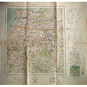 OLSZTYN. Mapy Polski 1 : 500 000. [Arkusz] 3. W-wa 1947. Format 59/57 cm. Mapa barwna, składana, podklejenia