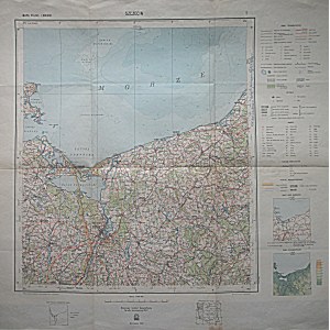 SZCZECIN. 1. Mapy Polski 1 : 500 000. [Arkusz] 2. W-wa 1947. Format 59/57 cm. Mapa barwna, składana...