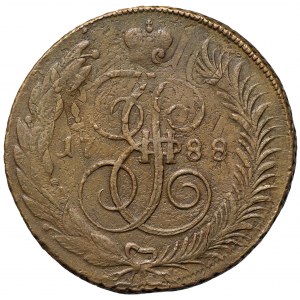 Rosja, Katarzyna II, 5 kopiejek 1788 MM - przebity na 10 kopiejkach 1762