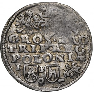 Zygmunt III Waza, Trojak 1595 Lublin - herb Topór, data u dołu