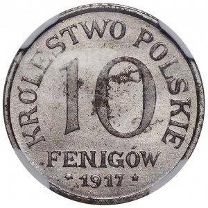 Królestwo Polskie 10 fenigów 1917 FF NGC PF62