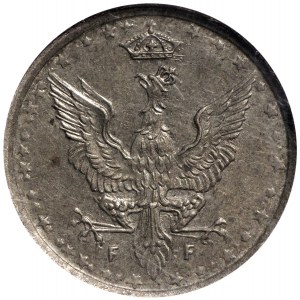 Królestwo Polskie 10 fenigów 1917 FF Doubled Die - NGC MS62
