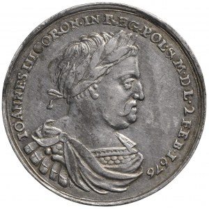  Jan III Sobieski żeton koronacyjny 1676 - popiersie w zbroi rzymskiej