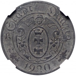 Wolne Miasto Gdańsk, 10 fenigów 1920 55 perełek NGC AU58