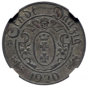 Wolne Miasto Gdańsk, 10 fenigów 1920 56 perełek NGC AU