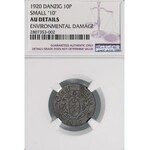 Wolne Miasto Gdańsk, 10 fenigów 1920 56 perełek NGC AU