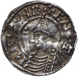 Anglia, Knut, Denar typu pointed helmet 1024-1030 Londyn