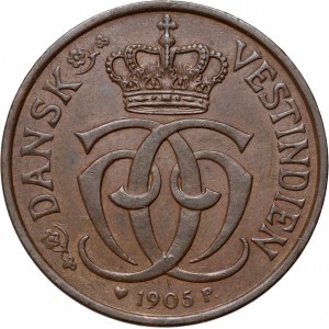 Danish West Indies, Christian IX, 2 Cents 1905 P♥GI, Copenhagen