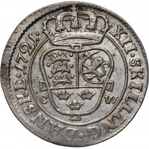 Dänemark, Friedrich IV, 12 skilling 1721 CW, Kopenhagen