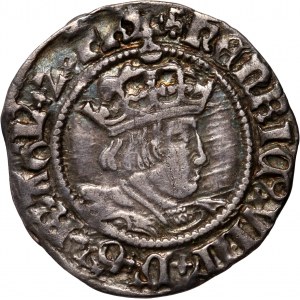 Wielka Brytania, Anglia, Henryk VIII 1526-1544, 1/2 groat bez daty, Canterbury