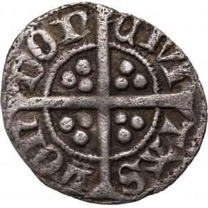 Veľká Británia, Anglicko, Richard II 1377-1399, denár bez dátumu, Poitou