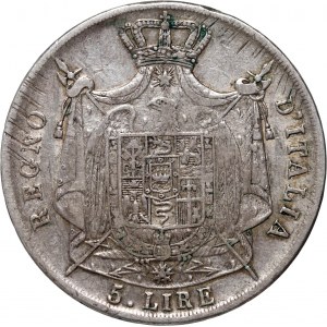 Itálie, Napoleon I, 5 lir 1811 M, Milán