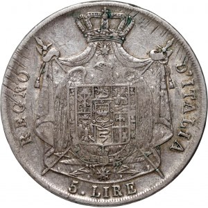 Italy, Napoleon I, 5 lire 1811 M, Milan