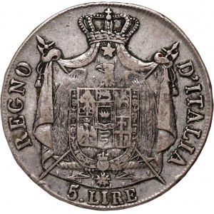 Itálie, Napoleon I, 5 lir 1810 B, Bologna