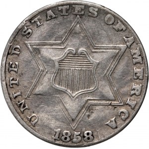 Spojené státy americké, 3 centů 1858, Philadelphia