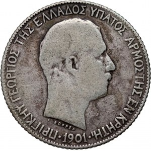 Greece, Crete, George I, 1 Drachma 1901 A, Paris