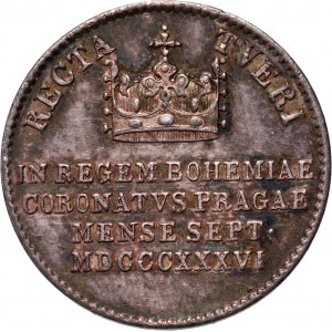 Rakúsko, Ferdinand I., korunovačný žetón pre českého kráľa, 1836, Praha, (ø 18 mm)