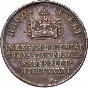 Rakúsko, Ferdinand I., korunovačný žetón pre českého kráľa, 1836, Praha, (ø 20 mm)